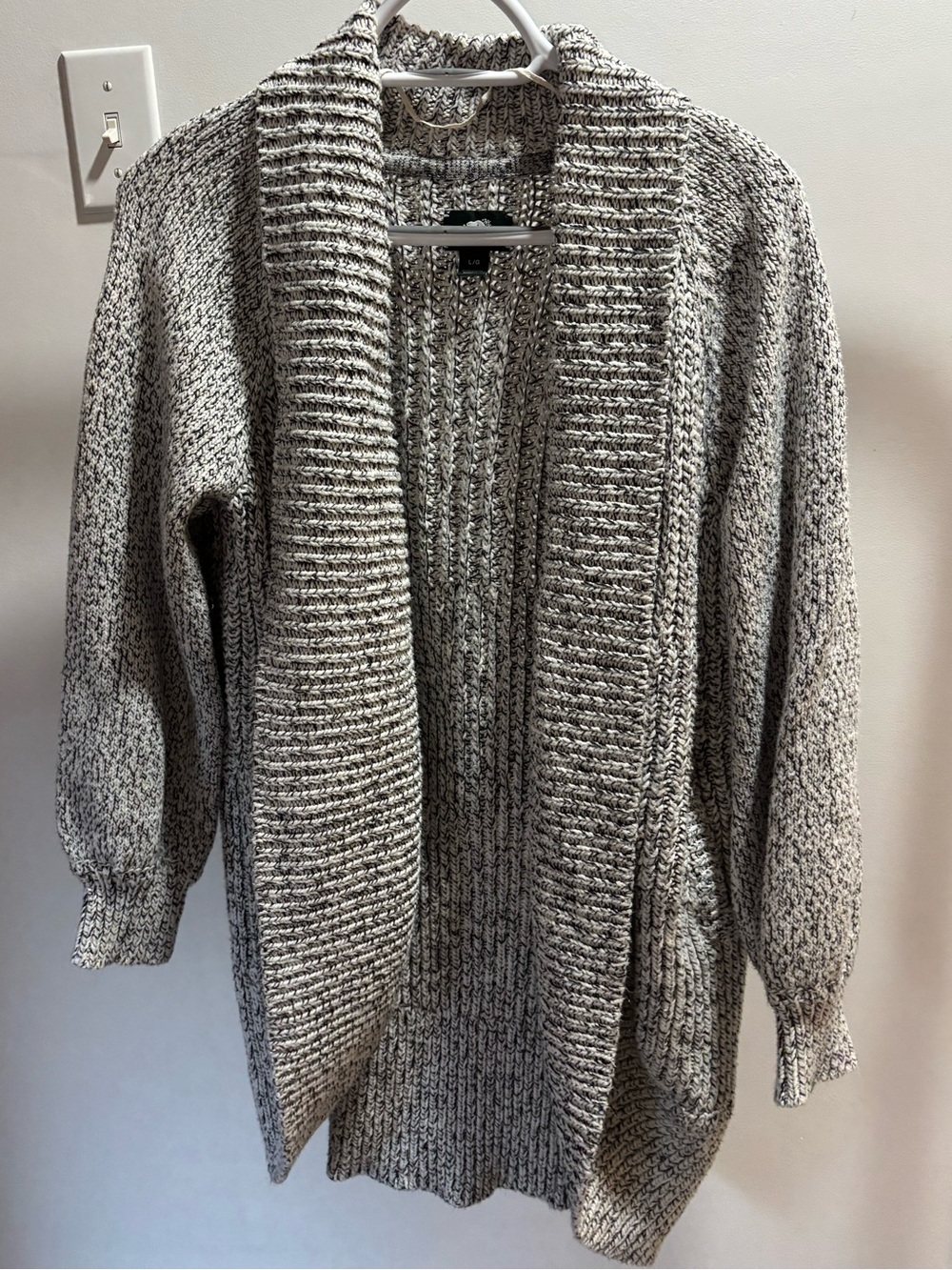 Roots Shawl-Collar Open-Front Marled Cardigan - Gray